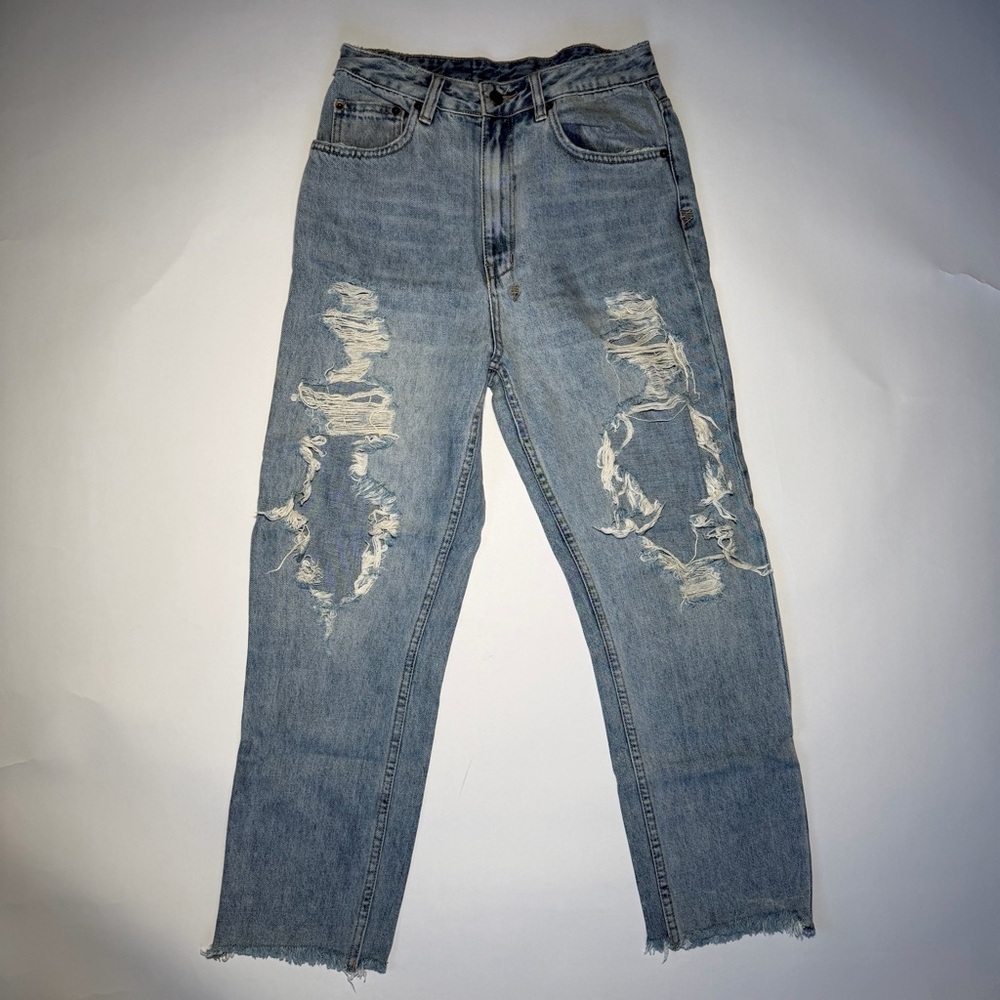 Ksubi Light Blue Distressed Women's Straight Leg Jeans